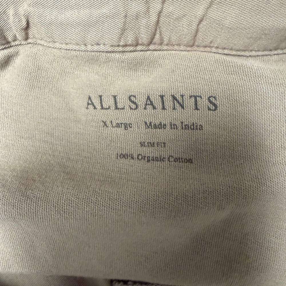 AllSaints Reform Polo Shirt Mens XL Slim Fit Organic Cotton Short Sleeve - Picture 4 of 8